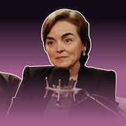 La premi&egrave;re ministre du Qu&eacute;bec, Christine Fr&eacute;chette, et le journaliste Olivier Arbour-Masse.