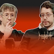 Montage montrant le journaliste Olivier Arbour-Masse et le psychiatre et chercheur Nicolas Garel derri&egrave;re des micros dans le studio du balado de Rad.